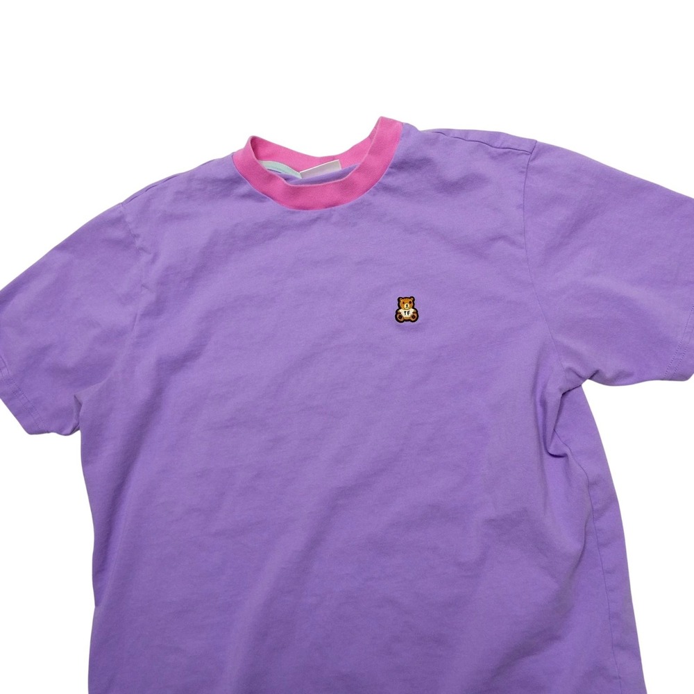 Teddy Fresh Shirt Mens Medium Purple Teddy Bear Logo Graphic Ringer Tee Top